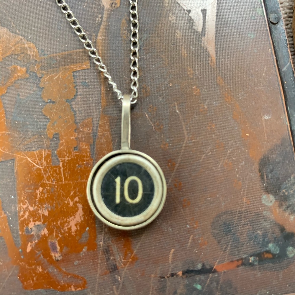 Number 10 typewriter key pendant